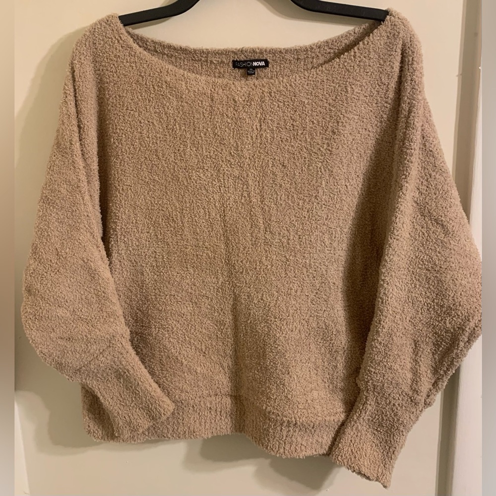 Fashion Nova Tan Crew Neck Sweater Soft Knit
